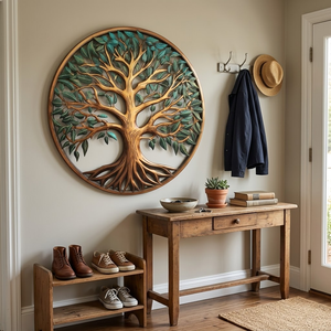 Tree Of Life Sunburst Metal Wall Art With Birds, Nature Inspired Decor