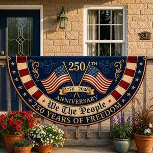 America 250 years of freedom patriotic semicircle fence banner outdoor decor