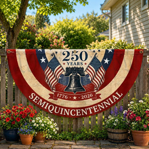 Liberty Bell patriotic semicircle fence banner for America 250th anniversary