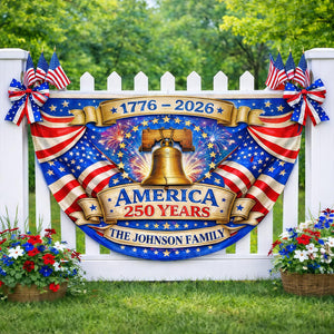 Personalized America 250 years patriotic semicircle fence banner outdoor decor
