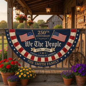 Personalized 250th anniversary patriotic semicircle fence banner outdoor decor