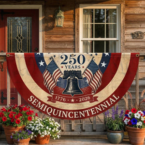 Liberty Bell patriotic semicircle fence banner for America 250th anniversary
