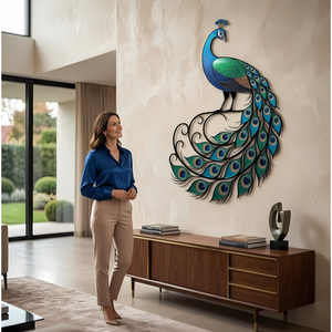 Peacock Metal Wall Art, Large Bird Decor for Living Room, Luxury Handmade Peacock Sign, Elegant Wall Hanging for Home, Modern Wall Art Accent