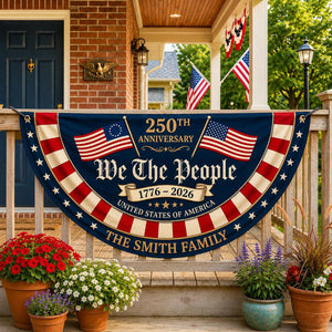 Personalized 250th anniversary patriotic semicircle fence banner outdoor decor