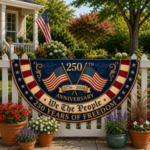 America 250 years of freedom patriotic semicircle fence banner outdoor decor