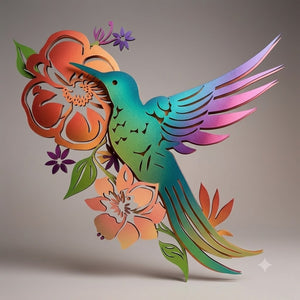 Colorful Hummingbird Hovering Beside Blooming Flowers Metal Sign Metalvn, Hummingbird Metal Wall Art