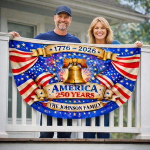 Personalized America 250 years patriotic semicircle fence banner outdoor decor