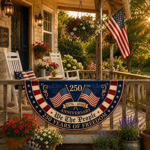 America 250 years of freedom patriotic semicircle fence banner outdoor decor