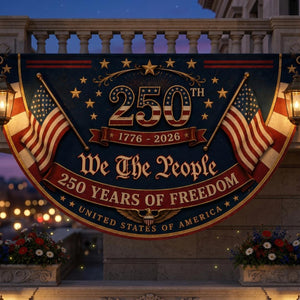 Patriotic 250th anniversary semicircle fence flag outdoor Americana decor