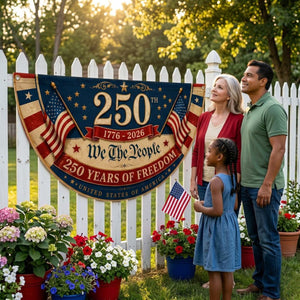 We The People 250th anniversary patriotic semicircle fence flag outdoor decor