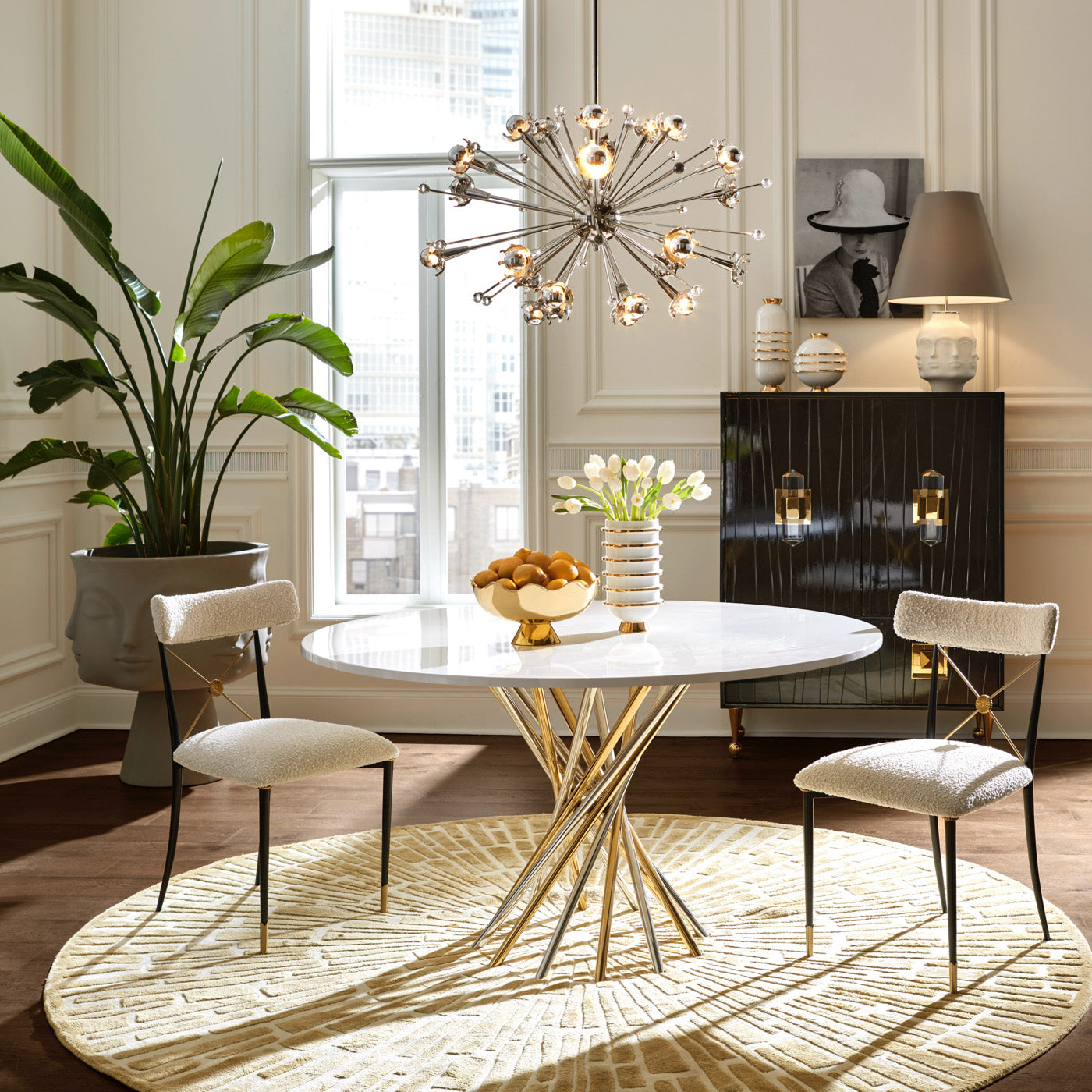 Sunburst Hand-Knotted Round Rug