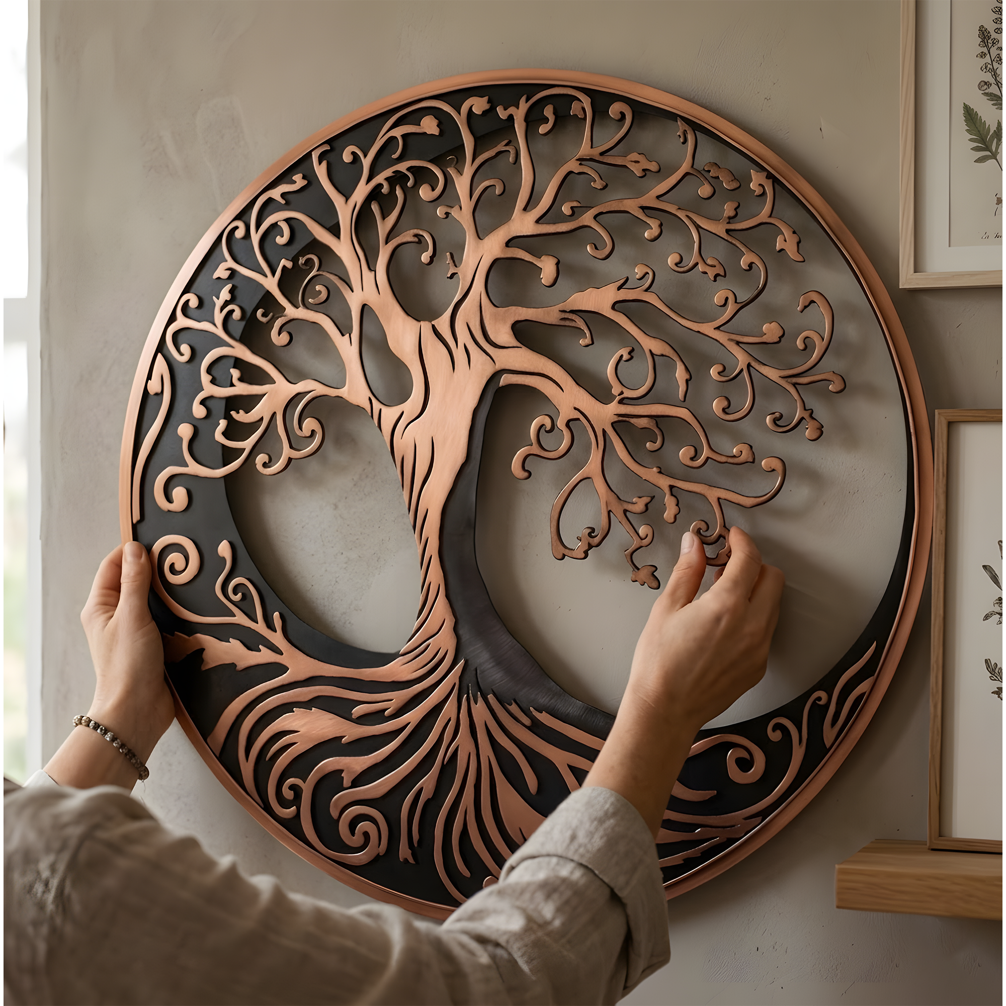 Tree of Life metal wall art sun moon celestial decor boho spiritual wall hanging large round metal art home living room decor gift idea