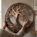 Tree of Life metal wall art sun moon celestial decor boho spiritual wall hanging large round metal art home living room decor gift idea