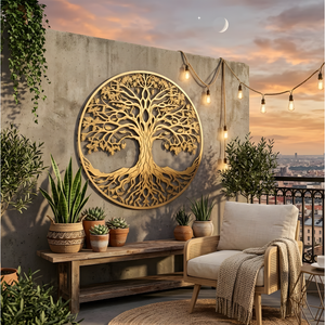 Tree of Life metal wall art sun moon celestial decor boho spiritual wall hanging large round metal art home living room decor gift idea