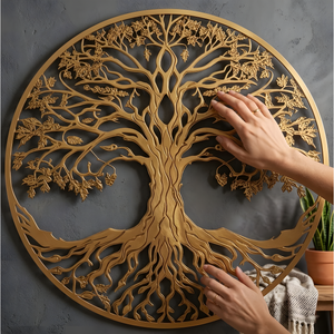 Tree of Life metal wall art sun moon celestial decor boho spiritual wall hanging large round metal art home living room decor gift idea