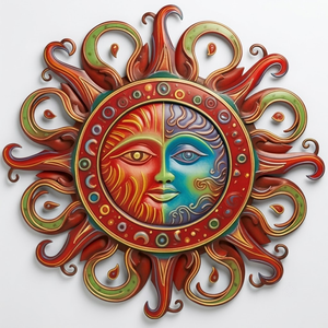 Celestial Radiant Sun Face With An Elegant Crescent Moon Metal Sign