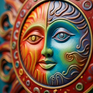 Celestial Radiant Sun Face With An Elegant Crescent Moon Metal Sign