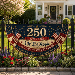 Patriotic 250 years of freedom semicircle fence flag outdoor Americana decor