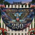 Personalized USA 250th anniversary patriotic semicircle banner with eagle lightning artwork and family name