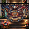 Personalized USA 250th anniversary patriotic semicircle banner with eagle and custom family name