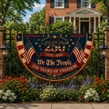 Patriotic 250th anniversary semicircle fence flag outdoor Americana decor