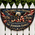 Personalized USA semiquincentennial patriotic semicircle banner with eagle and family name
