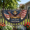 One Nation Under God patriotic semicircle fence banner with eagle artwork