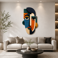 Abstract Cubist Face Plywood Wall Decor, UV Printed Wooden Wall Art, Modern Geometric Mask Sculpture, Boho Living Room Office Gift