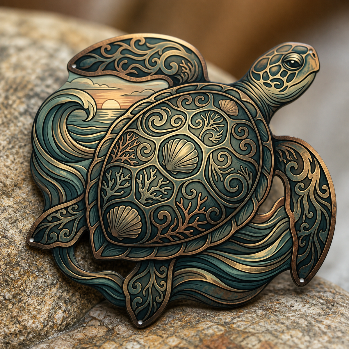 Sea Turtle Metal Wall Art, Coastal Decor, Marine Life