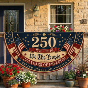Patriotic 250 years of freedom semicircle fence flag outdoor Americana decor