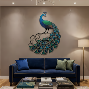 Peacock Metal Wall Art, Large Bird Decor for Living Room, Luxury Handmade Peacock Sign, Elegant Wall Hanging for Home, Modern Wall Art Accent