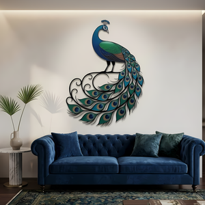 Peacock Metal Wall Art, Large Bird Decor for Living Room, Luxury Handmade Peacock Sign, Elegant Wall Hanging for Home, Modern Wall Art Accent