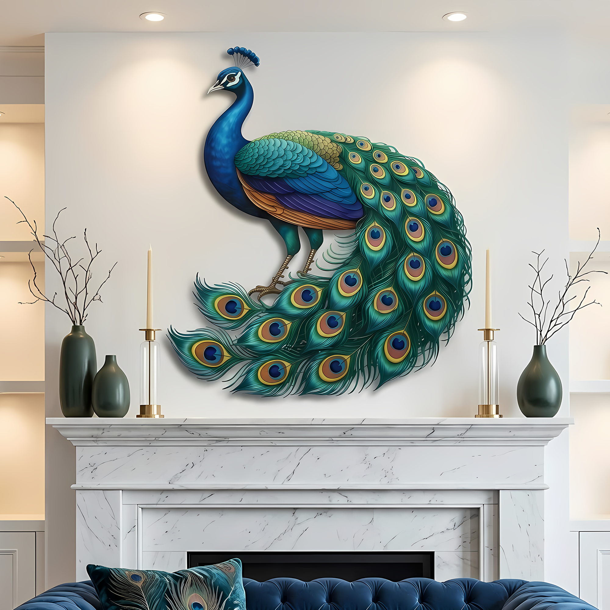 Peacock Metal Wall Art, Large Bird Decor for Living Room, Luxury Handmade Peacock Sign, Elegant Wall Hanging for Home, Modern Wall Art Accent