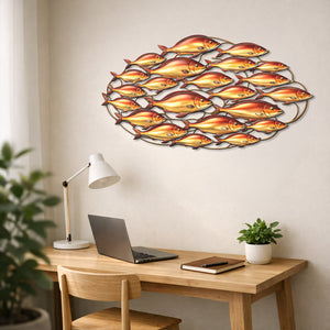 Large Metal Fish Wall Art School of Fish Metal Sign Coastal Wall Decor Nautical Home Decoration Beach House Ornament Sea Life Sculpture Gift