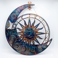 Metal Moon Sun Wall Art Celestial Outdoor Decor Blue Galaxy Hanging Aluminum UV Printed Garden Patio Porch Fence Sign Housewarming Gift