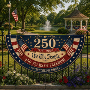 We The People America 250 patriotic semicircle fence flag outdoor decor