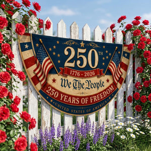 We The People 250th anniversary patriotic semicircle fence flag outdoor decor