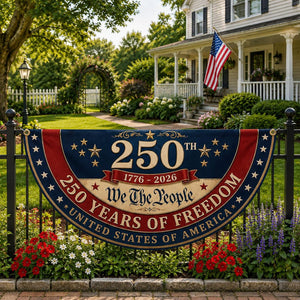 250 years of freedom patriotic semicircle fence flag outdoor decor