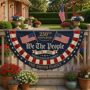 Personalized 250th anniversary patriotic semicircle fence banner outdoor decor