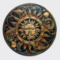 Celestial Sun Moon Garden Metal Sign, Large Smiling Sun Intertwined With An Elegant Crescent Moon
