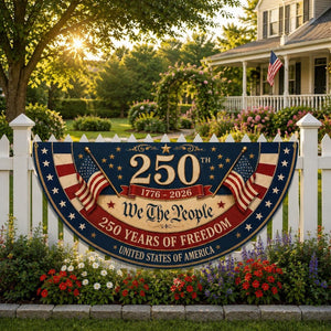 We The People America 250 patriotic semicircle fence flag outdoor decor