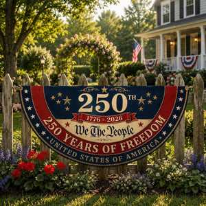 250 years of freedom patriotic semicircle fence flag outdoor decor