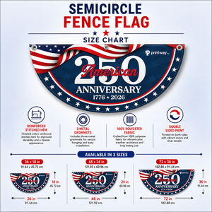 Personalized America 250 years patriotic semicircle fence banner with fireworks and Liberty Bell