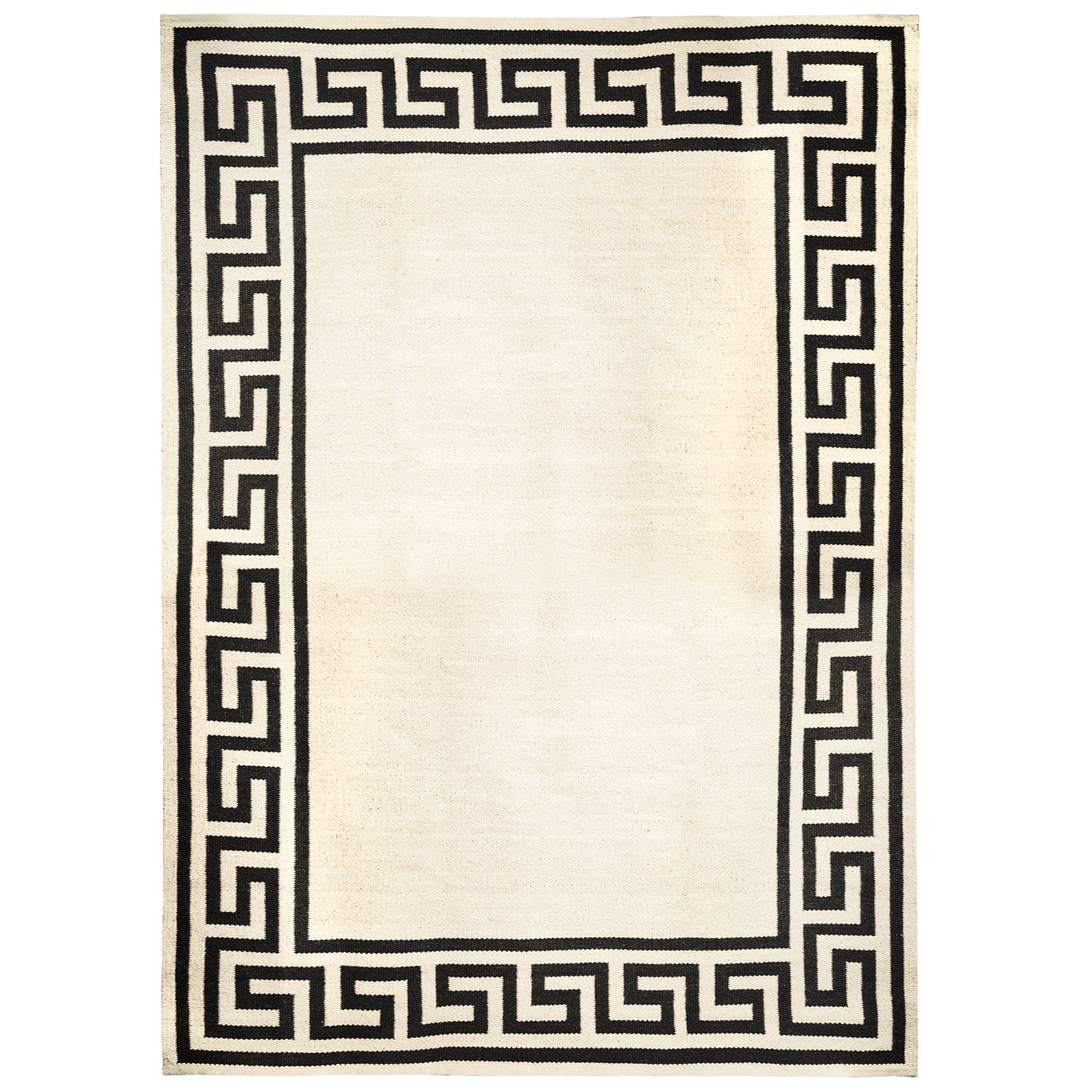 Greek Key Border Flatweave Rug