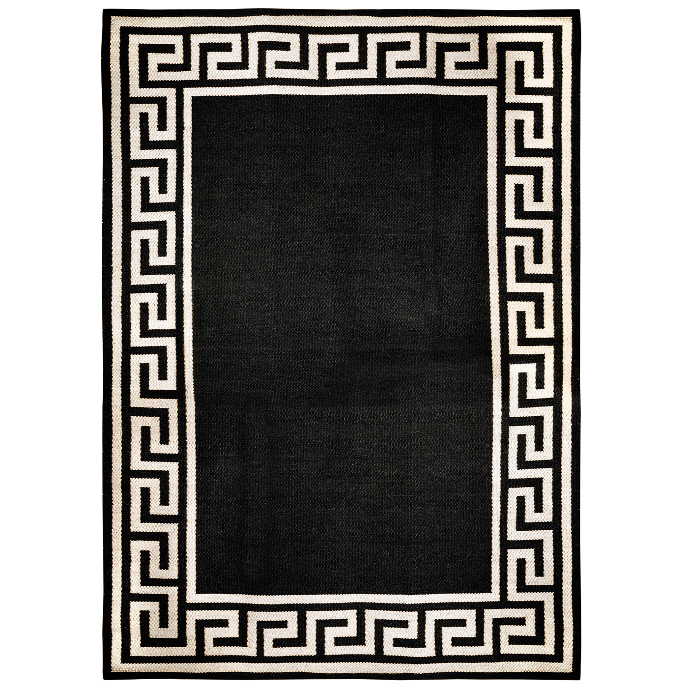Greek Key Border Flatweave Rug