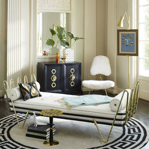 Greek Key Border Flatweave Round Rug