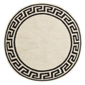 Greek Key Border Flatweave Round Rug