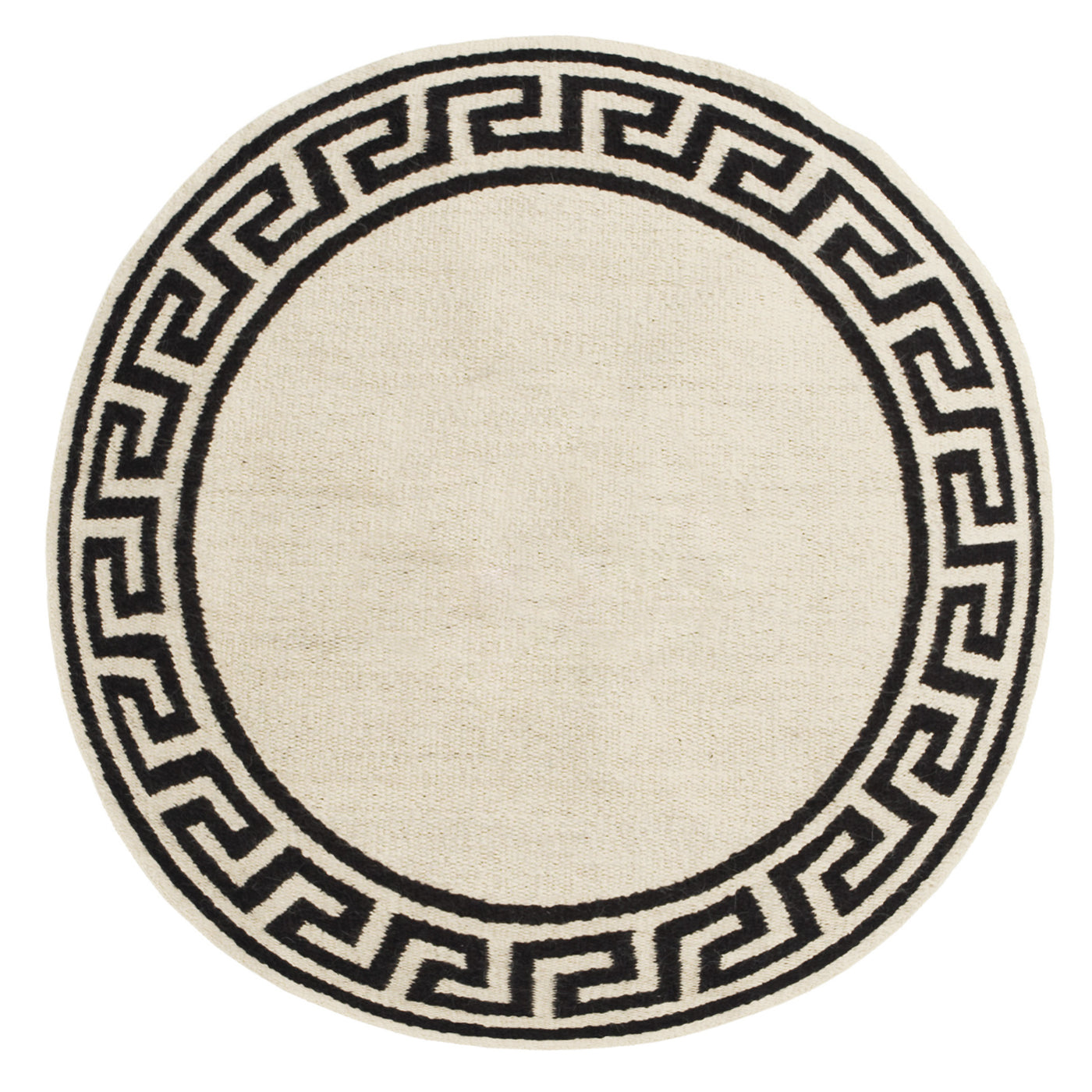 Greek Key Border Flatweave Round Rug