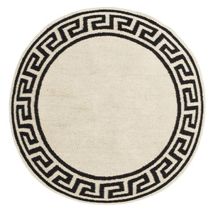 Greek Key Border Flatweave Round Rug